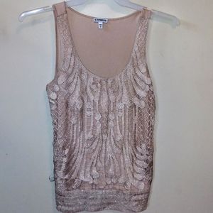 Sexy Golden Lace Sparkled Tank Top